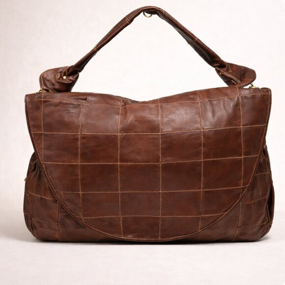 Vintage Handbags - Vintage Uruguay Leather Patchwork Hobo Bag | Early 2000s | Brown Artisan Leather